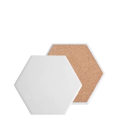 COASTER (SANDSTONE+cork) HEXAGON 10.8 gloss