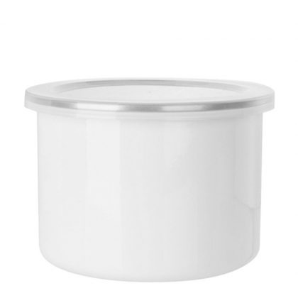 ENAMEL BOWL 56oz. HIGH - WHITE+SILVER rim