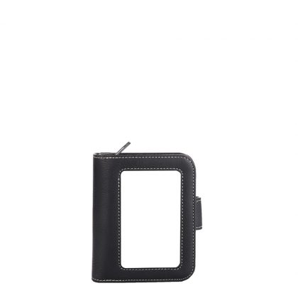 LEATHER WALLET with aluminum 9x12.5cm