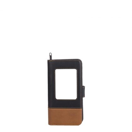 LEATHER WALLET with aluminum 9.5x18.5cm