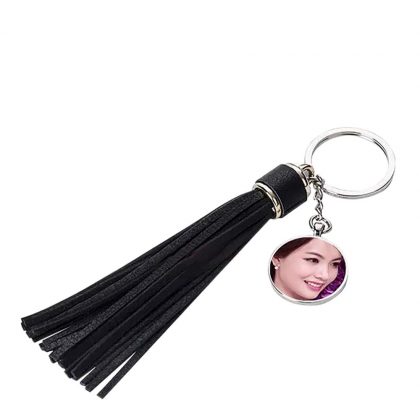 KEY-RING -Tassel (BLACK long) ROUND
