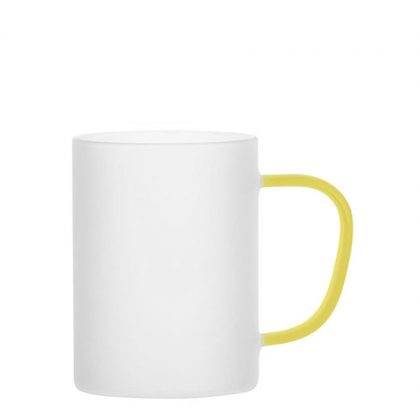 Glass Mug 12oz (Frosted) YELLOW handle