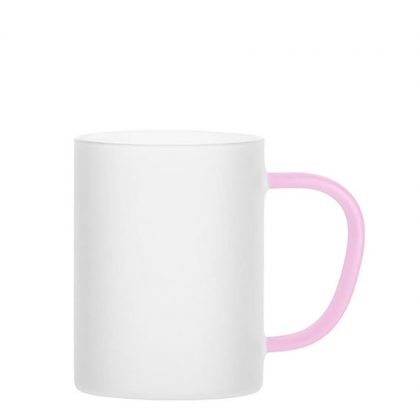 Glass Mug 12oz (Frosted) PINK handle
