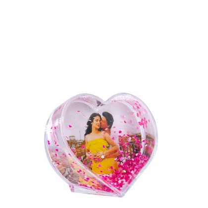 Acrylic Photo Block (Heart-7x6.3cm) CLEAR with Red Snow