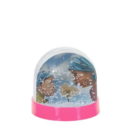 Acrylic Photo Block (Globe-7x6.3cm) PINK with White Snow