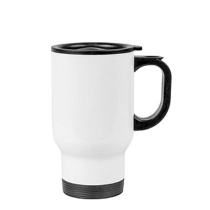Stainless Steel Mug 14oz - WHITE with Handle & Cup