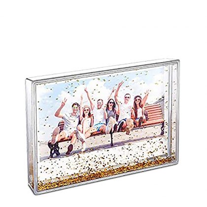Acrylic Photo Block (Rectangle-10x15cm) CLEAR with Silver Snow