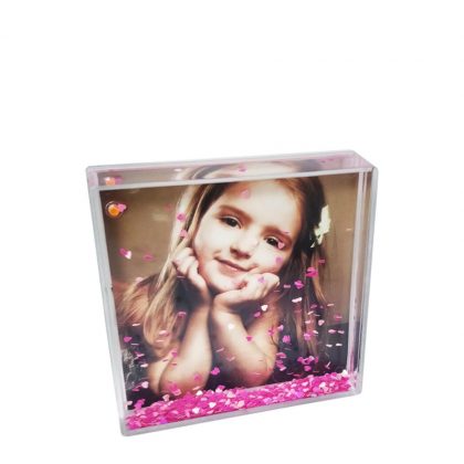 Acrylic Photo Block (Square-10x10cm) CLEAR with Pink Snow