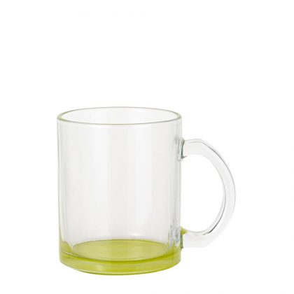 MUG GLASS -11oz (CLEAR) YELLOW bottom