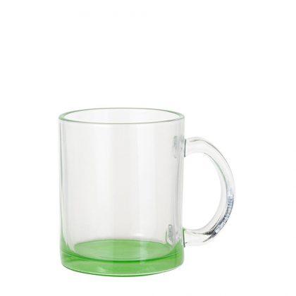 MUG GLASS -11oz (CLEAR) GREEN bottom