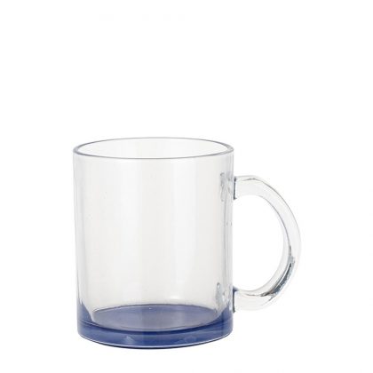 MUG GLASS -11oz (CLEAR) BLUE DARK bottom