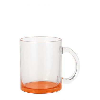 MUG GLASS -11oz (CLEAR) ORANGE bottom