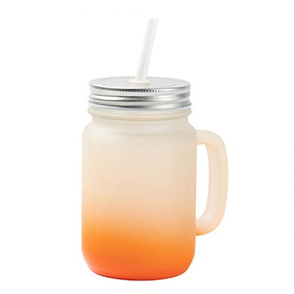 Mason Jar 400ml (Round FROSTED) ORANGE Gradient
