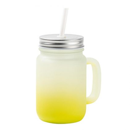 Mason Jar 400ml (Round FROSTED) YELLOW Gradient