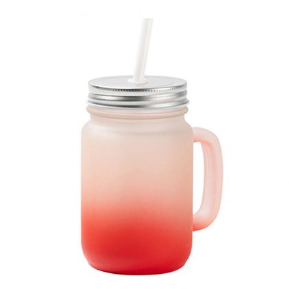 Mason Jar 400ml (Round FROSTED) RED Gradient