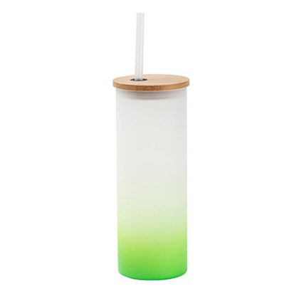 Skinny Glass Tumbler 17oz (FROSTED) GREEN Gradient
