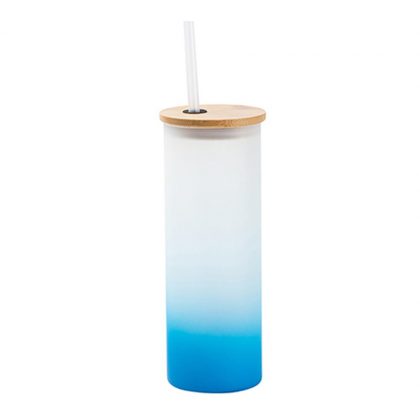 Skinny Glass Tumbler 17oz (FROSTED) BLUE Light Gradient
