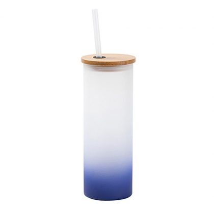 Skinny Glass Tumbler 17oz (FROSTED) BLUE Dark Gradient