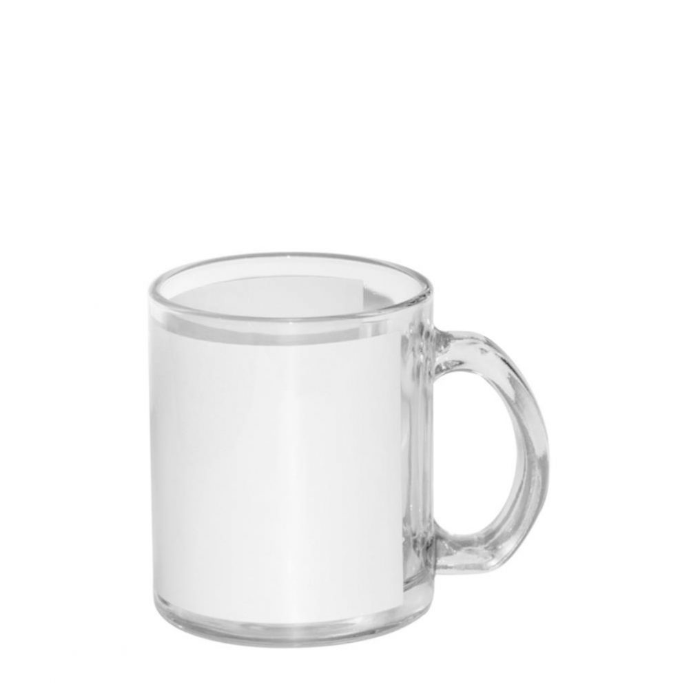MUG GLASS - 11oz Clear (White Patch)