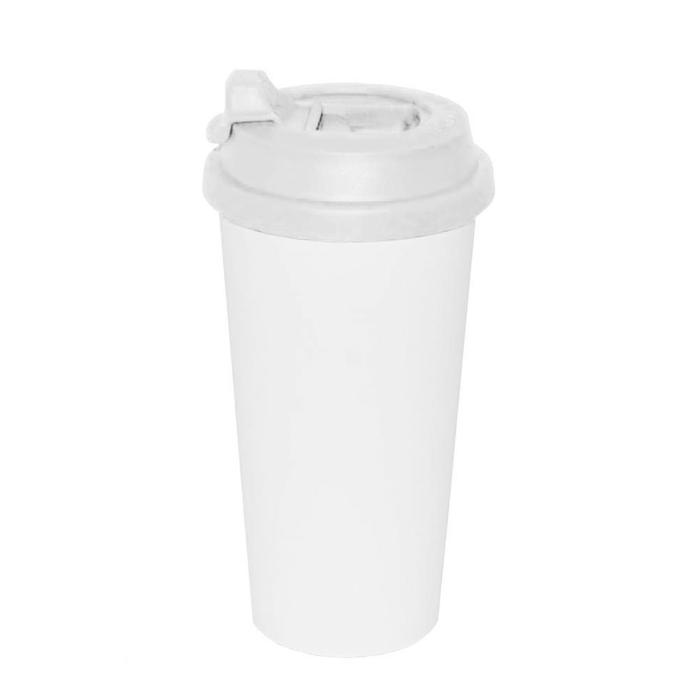 Tumbler Mug 450ml (Plastic) WHITE with flip-lock lid
