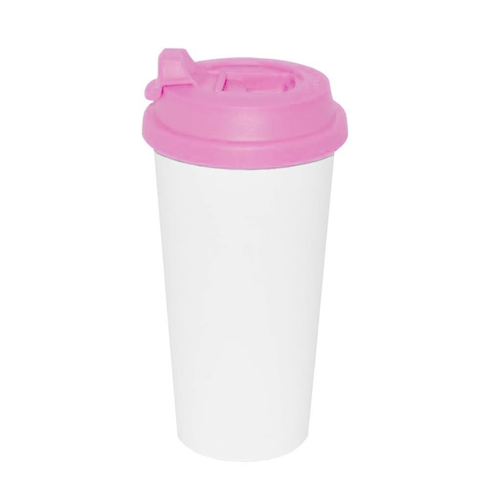 Tumbler Mug 450ml (Plastic) PINK with flip-lock lid