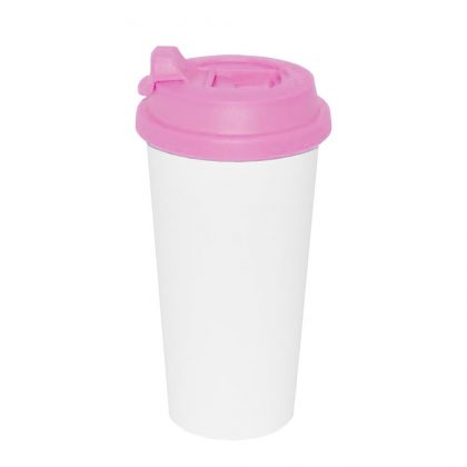 Tumbler Mug 450ml (Plastic) PINK with flip-lock lid