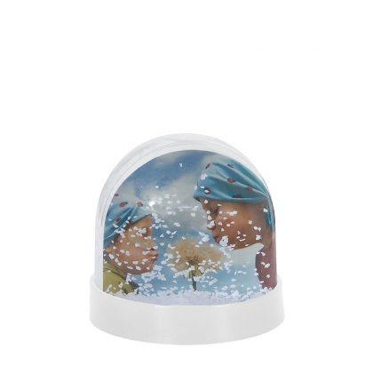 Acrylic Photo Block (Globe-7x6.3cm) WHITE with White Snow