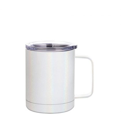 Stainless Steel Mug 10oz - WHITE sparkling with Handle