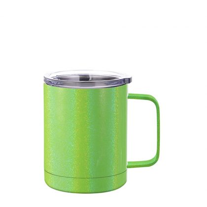 Stainless Steel Mug 10oz - GREEN sparkling with Handle