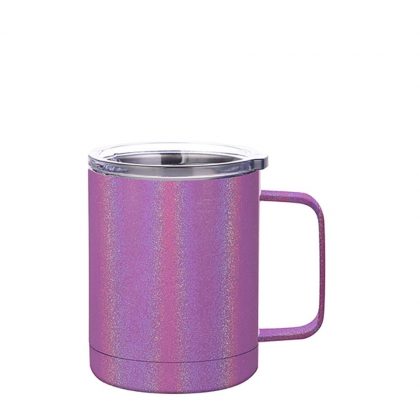 Stainless Steel Mug 10oz - PURPLE sparkling with Handle
